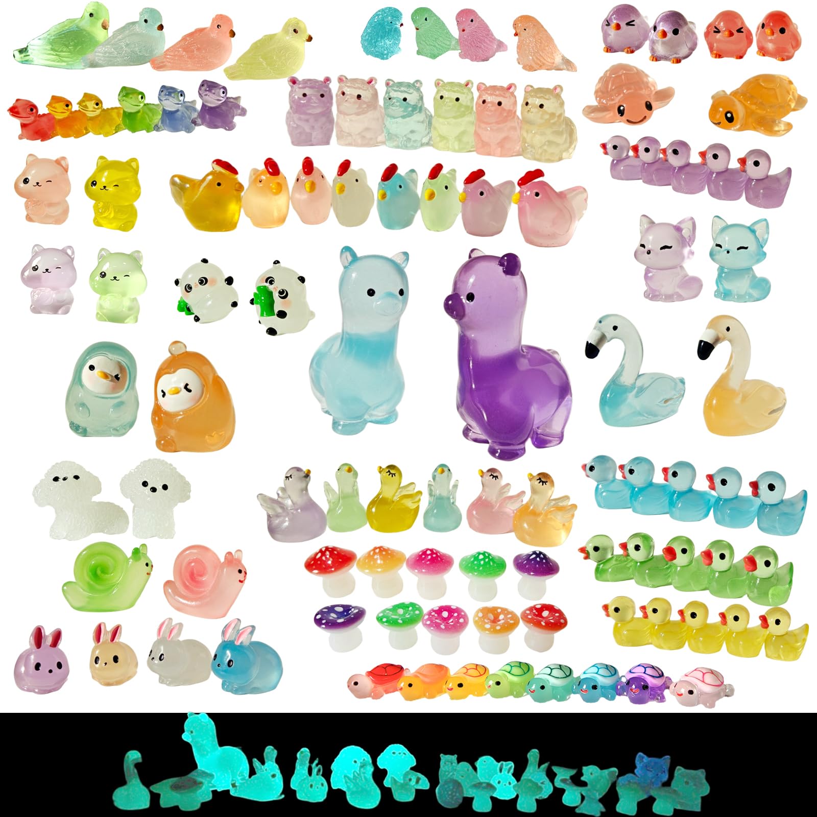 Mini Halloween Figurines 30 PCS, Luminous Halloween Miniatures Bulk for Decor, Mini Resin Animals Variety Pack to Hide, Pumpkin Ghost Owl for Party Favors Bag Fillers Garden Decor, Gifts